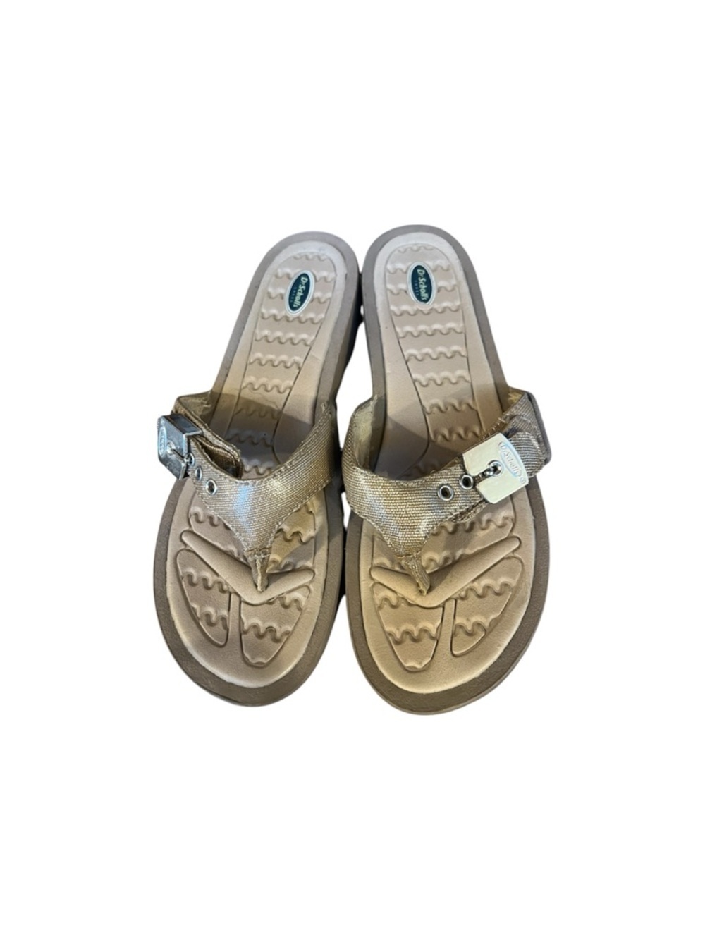 Dr. Scholl's Women’s Metallic Gold Adjustable Buckle Thong Sandals